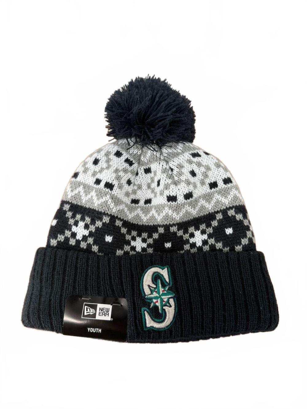 New Era Seattle Mariners Youth Pom Pom Beanie Knit Hat